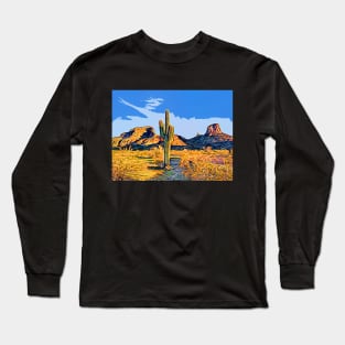 Arizona Desert - Saddle Mountain - Impressionistic Art Long Sleeve T-Shirt